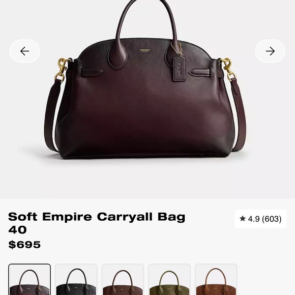 Coach Empire Carryall Bag 40 in Brass Merlot - Picture 7 of 7